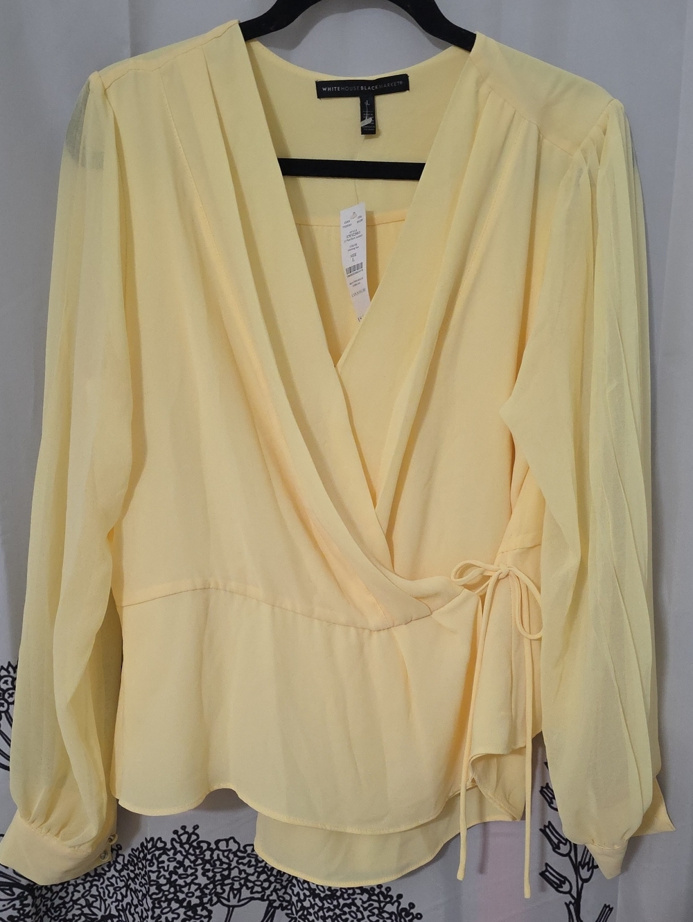 White House Black Market Pale Yellow Wrap Blouse